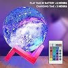 Himalayan Glow Kids Night Galaxy Lamp 5.9-inch 16 Colors LED 3D Star Moon Light with Wood Stand, Remote & Touch Control USB Rechargeable, White